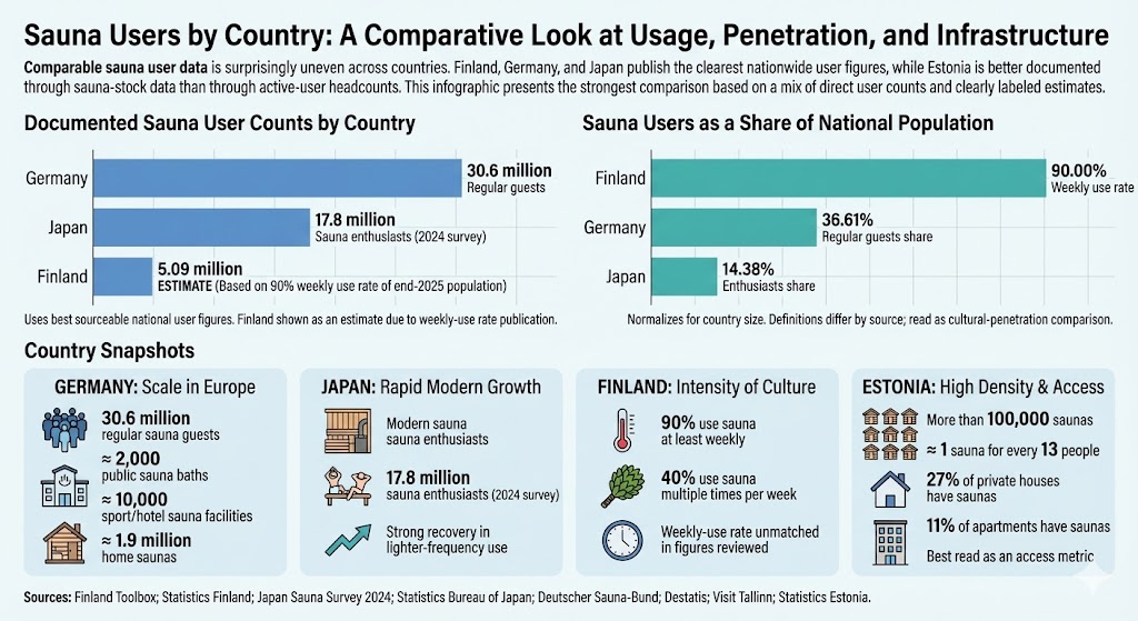 sauna users by country statistics